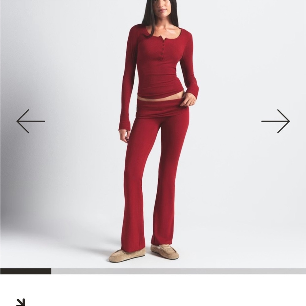 SKIMS NWT Cotton Jersey Foldover Pants - Brick
